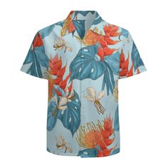 Immerse yourself in the laid-back vibes of the tropics with our Hawaiian Shirt for Men – a perfect blend of style and comfort for your Spring and Summer wardrobe. This Blue Hawaiian Shirt boasts a light blue leaf print combined with a vibrant tropical red floral pattern print, creating a refreshing and eye-catching design.Crafted from 100% polyester, this Hawaiian Top ensures a comfortable fit for all-day wear. The absence of a pocket adds to the sleek and modern aesthetic, making it an ideal choice for casual outings, vacations, or leisurely strolls on warm days.Make a style statement with this Floral Hawaiian Shirt, perfect for pairing with shorts or jeans. Whether you're planning a beach vacation or simply want to infuse your wardrobe with a touch of the tropics, this Blue Red Tropical Light Blue Casual Hawaiian Shirt For Beach, Casual Light Blue Hawaiian Shirt For Beach, Red Tropical Shirt With Camp Collar, Red Tropical Shirt For Vacation, Blue Camp Collar Short Sleeve Shirt For Summer, Blue Short Sleeve Camp Collar Shirt For Summer, Blue Summer Short Sleeve Shirt With Camp Collar, Blue Short Sleeve Shirt With Camp Collar For Summer, Blue Floral Print Shirt For Beach Season