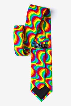 Add a little color (or a lot!) to your wardrobe with this fun and stylish men's necktie from Wild Ties. Featuring a wavy stripe of every color in the rainbow, this tie is the perfect accessory for anyone. Imported. Multicolor Standard Tie For Summer, Tie Designs Men, Feast Mode, Funky Outfits, Rainbow Swirl, Tie Design, Cool Ties, Red Tie, Every Color