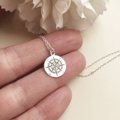 "COMPASS necklace | sterling silver Sun Compass | Globetrotter Necklace | Travel Lover Gift | Global Pendant | Dainty Jewels | Trendy pendant This gorgeus and dainty COMPASS necklace has a sun compass pendant - all made of 925 sterling silver. This wonderful Globetrotter Necklace , that is engraved very clearly, is perfect to wear as everyday jewelry or for your special moments. You can combine it with other minimalist necklaces to get the perfect final touch. This trendy pendant will be wonderf Minimalist Necklaces, Travel Necklace, Compass Pendant, Compass Necklace, Pretty Jewelry, Final Touch, Travel Lover, Minimalist Necklace, Necklace Sterling Silver