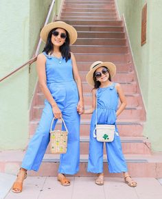 "This Chambray M O M M Y + M E jumpsuit is MUST HAVE this summer! Plus, it has pockets I T E M D E S C R I P T I O N * Material: 95% Polyester 5% Spandex * Sizing runs true to size * Back white zipper on Adult * It has pockets!! * Calf length * Sizing runs true to size; fitted. We only recommend sizing up if you would some extra wiggle room. * Infant sizes include snaps between the legs to make diaper changes easy and fuss-free. S I Z I N G Adult: S: Length 52.5\" | Chest 34\" | Waist 29\" | Leg Playful Spring Overalls Jumpsuits And Rompers, Playful Spring Jumpsuits And Rompers, Playful Spring Overalls And Rompers, Playful Spring Jumpsuits And Rompers For Playdate, Trendy Cotton Jumpsuits And Rompers For Vacation, Playful Cotton Jumpsuits And Rompers For Vacation, Casual Sleeveless Jumpsuit And Romper Matching Set, Casual Sleeveless Jumpsuits And Rompers Matching Set, Casual Sleeveless Jumpsuit And Romper Set