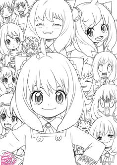 an anime character surrounded by many other characters