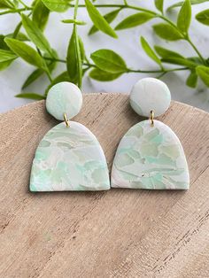 Mint Green Faux Stone Earrings, Polymer Clay Earrings, Handmade Earrings, Boho Style, Lightweight Earrings, Gift for Girlfriend by GlitterAndGlowCoShop on Etsy Adjustable Green Drop Plug Earrings, How To Clean Earrings, Earrings Polymer, Hippie Earrings, Heart Dangle Earrings, Earrings Polymer Clay, Lightweight Earrings, Faux Stone, Green Earrings