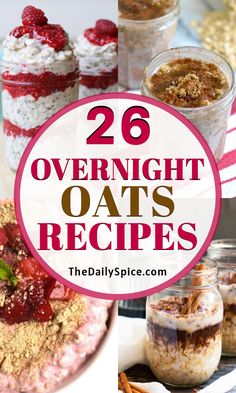 overnight oats recipe collage with the title overlay above it in red and white