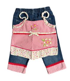 VTG Nannette Summer Playset Denim Trimmed cuff pants W/matching pink gingham Top SZ 3T  Excellent condition. Playful Pink Bottoms With Pockets, Playful Pink Cotton Pants, Pink Cotton Pants For Playtime, Spring Playful Gingham Bottoms, Cute Gingham Cotton Bottoms, Cuff Pants, Gingham Top, Gingham Tops, Cuffed Pants