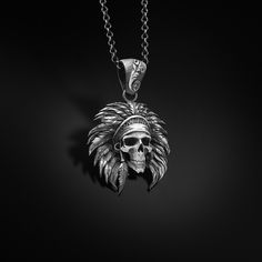 American Native Skull Unique Goth Coin Necklace For Men in Silver, Engraved Gothic Biker Charm Necklace to Boyfriend, Punk Jewelry Gift Him Looking for a gift? You've found the perfect item for this! All our products are made in 925 sterling silver, the highest quality precious metal. In our workshop, everything is carefully handled in happy hands. A classic and beautiful necklace that will suit any style of clothing, everyday or event. Our products will be with you in every special moment! For any questions regarding this piece or our collection please reach out. We love talking to our customers. ITEM DETAILS GENDER : Male / Female MATERIAL : 925K Sterling Silver COLOR: Oxidized  Silver ◆ WEIGHT : 13.50 Grams ( ONLY PENDANT )  ◆ DIAMETER : 1,18 - 3,50 Cm  BAIL WIDTH : Suitable for up to 0 Biker Skull Jewelry For Gift, Biker Style Skull Jewelry For Gift, Biker Style Skull Jewelry Gift, Biker Jewelry For Halloween Gift, Biker Style Jewelry For Halloween Gift, Biker Style Halloween Jewelry Gift, Gothic Jewelry For Biker Events And Halloween, Edgy Silver Jewelry For Biker Events, Punk Stainless Steel Jewelry For Biker Events