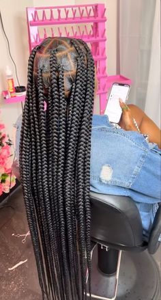 Half Head Sew In Weave Hairstyles, Big Knotless Box Braids With Color, Style Large Knotless Braids, Braided Hairstyles For Black Women Box Braids, Thick Knotless Braids, Medium Large Knotless Box Braids, Large Knotless Braids Hairstyles, All Back, Large Knotless Box Braids