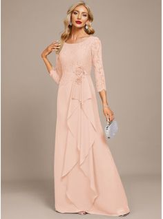 A-Line V-neck Tea-Length Chiffon Evening Dress With Ruffle (017271450) - JJ's House Mob Dress, Lace Evening Dress, Pink Evening Dress, Tulle Evening Dress, Dress With Sequins, Cascading Ruffles, Chiffon Evening Dresses, Mob Dresses, Lace Evening Dresses