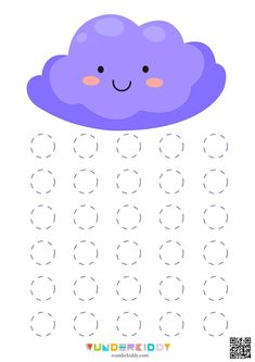 a purple cloud with smiling faces on it