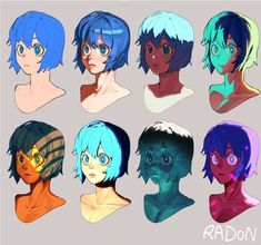 some very cute anime avatars with different hair colors