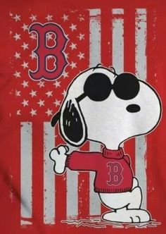 a red shirt with a snoopy dog on it's chest and the letter b is