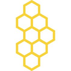 a bunch of hexagonals are shown in yellow on a white background,