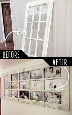 an old window is transformed into a diy home decor idea