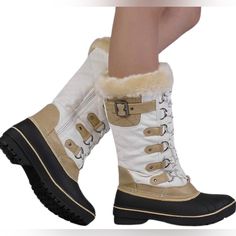 These Boots Have Thermolite Insulation That Keeps Your Feet Warm Up To -25 Degrees. Cushioned Footbed Provides All Day Comfort. Soft Faux Fur For Warmth And Comfort. Zipper Closure. Lace Up. Fully Lined Heel Height Is Approximately 1 Inch. Shaft Height Is App 14 3/4 Inches. Shaft Circumference Is Approximately 15 Inches. Manmade Materials. Slush Ice, Boots Beige, Warm Snow Boots, Winter Comfort, Winter Snow Boots, Sorel Winter Boot, Work Shoes, Winter Snow, Slip On Sneakers