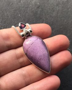 Stichtite and  Amethyst in 925 sterling silver and 1.87" in height(including the bail). Chain is not included. ✓ Solid 925 Sterling Silver (925 parts per 1000) ✓ 925 Silver Hallmarked ✓ Every natural stone is different and exclusive in pattern and shape, and with its unique properties ✓Because of the natural crystal structure, natural  gemstones could have some visible scars and crackles. Handmade Purple Sterling Silver Gemstones, Handmade Purple Gemstones In Sterling Silver, Handmade Purple Kunzite Jewelry, Unique Purple Sterling Silver Gemstones, Crystal Structure, Silver Pendant Necklace, Sterling Silver Pendant, Natural Crystals, Solid 925 Sterling Silver