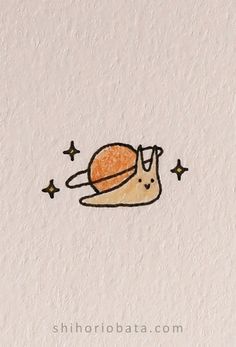 a drawing of a snail with stars on it's back and its head in the air