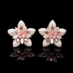 Luxury Pink Diamond Earrings For Formal Occasions, Luxury Pink Earrings For Wedding, Pink Fine Jewelry Earrings For Party, Pink Diamond Earrings, Beaded Jewelry Earrings, Glamorous Jewelry, Pink Star, Indian Wedding Jewelry, Earrings Metal