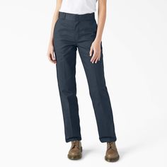 The Dickies Original Women's 874® Work Pants have been a Dickies classic for decades. Arguably our most popular item, the 874® pants are what people think of when it comes to Dickies. Our pants are constructed from an ultra-durable twill fabric that's not only stain- and wrinkle-resistant, but gets even better over time. The high rise sits at the natural waist, while the sturdy waistband lends incredible support. These slacks are great for whatever the workday throws your way, yet they're versat Relaxed Fit Work Pants With Welt Pockets, Classic Workwear Cargo Pants With Straight Hem, Classic Cargo Pants For Workwear With Straight Hem, Work Pants With Welt Pockets In Standard Cut, Classic Relaxed Fit Work Pants With Belt Loops, Classic Relaxed Fit Straight Leg Work Pants, Classic Work Pants Straight Leg Relaxed Fit, Classic Straight Leg Cargo Pants With Belt Loops, Classic Straight Leg Work Pants With Relaxed Fit