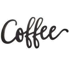 the word coffee written in cursive black ink