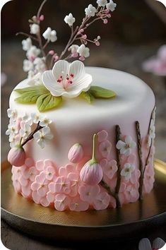 Cake With Flowers, Happy Birthday Cake Pictures, Happy Birthday Wishes Cake, Happy Birthday Cake Images, Elegant Birthday Cakes, Birthday Wishes Cake