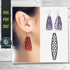 DIY 3D Sculpted Geometric Leather Earrings SVG PDF DXF vector files. Jewellery making template for laser and cutting machines - Glowforge, Cricut, Silhouette Cameo. Laser Crafts, 3d Geometric Shapes, Wooden Jewelery, Jewelry Template, Silhouette Earring, Leather Jewelry Making, Idee Cricut, Diy Leather Earrings, Laser Cut Wood Earrings