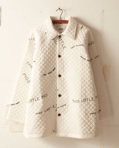 White Cotton Outerwear With Patchwork, White Cotton Quilted Jacket For Winter, White Cotton Quilted Jacket For Fall, Embroidered Cotton Button-up Outerwear, Long Sleeve Cotton Quilted Jacket With Buttons, Quilted Cotton Jacket With Buttons, Cotton Outerwear With Geometric Embroidery For Fall, Winter Cotton Quilted Button-up Jacket, Winter Button-up Cotton Quilted Jacket