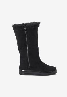 Endlessly versatile and ever-chic, this cozy convertible boot can be worn high on your leg or lower down to the ground. Suede-like upperFaux fur cuffFull London Gifts, Dark Taupe, Womens Scrubs, Wide Calf Boots, Sweater Collection, Sweater Tank Top, Swimsuits For All, Wide Calf, Leather Shops