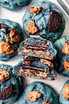 chocolate chip cookies and oreo cookies on a tray