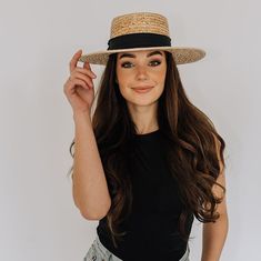 "Introducing the ideal straw boater hat designed for women! Crafted from premium quality straw, this wide-brimmed hat is the epitome of sophistication and elegance. It is expertly woven using traditional techniques from Mexico, resulting in a durable and breathable sun hat that is perfect for summer. The hat features a classic boater crown and a light natural hue that adds to its charming appeal. Moreover, the exclusive black Sandoval strap adds a touch of exclusivity to this beautiful piece. Elevate your summer style with this stunning boater hat and channel your inner ladylike grace. SIZE: MEDIUM Medium (M) = head circumference of 56 - 58.5cm HOW DO I KNOW MY SIZE Discover your size with a measurement tape. Position the tape above your ears and exactly around your head where you want to Spring Vacation Straw Boater Hat, Casual Straw Hat With Flat Crown, Fitted Flat Crown Panama Hat For Beach, Straw Boater Hat For Spring And Summer, Spring Vacation Brimmed Boater Hat, Casual Panama Hat With Flat Crown For Spring, Spring Vacation Boater Hat With Brim, Elegant Straw Hat With Flat Crown For Beach, Chic Fitted Boater Hat With Flat Crown