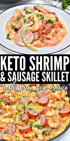 the keto shrimp and sausage skillet is ready to be eaten