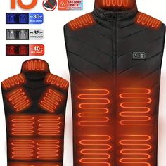 the heated vest is designed to look like it has glowing lights on its chest and back