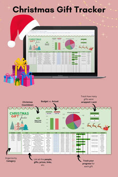 the christmas gift tracker is displayed on a computer screen