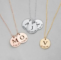 Initial & Date Pendant Necklace – Trendy Jewlz Letter Necklace Initials, Initial Disc Necklace, Bar Necklace Personalized, Best Friend Necklaces, Friendship Necklaces, Initial Necklace Gold, Initial Pendant Necklace, Friend Necklaces, Custom Name Necklace