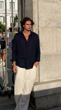 old money, outfit ideas, mens outfit, fashion, mens fashion, Credit: @yourastethicfinder Black Linen Pants Men, Men Italian Fashion, Old Money Outfits Men Summer Linen, Linen Pants Men Outfit, Baggy Pants Men Outfit, Men’s Linen Shirt, Baggy Men Outfit, Men’s Linen Pants, Old Money Linen Pants