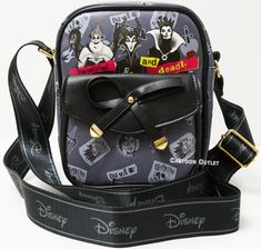 Disney Villains Small 8.5" Faux Leather Crossbody Bag  Disney Authentic And 100% Licensed With Tags  Crossbody Bag Is 8.5" Height 7" Width 3" Depth With Adjustable Strap Fast Shipping! Black Disney-style Bag For Theme Park, Black Disney Style Bag For Theme Park, Black Disney Bag For Theme Park, Themed Black Bag With Character Print, Black Themed Bag With Character Print, Black Disney Bags With Character Print, Disney Universe, Disney Evil Queen, Disney Bag