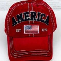 Nwt Unisex America Baseball Cap Red Style: Embroidered Color: Red Material: Denim Adjustable Casual Red Cotton Trucker Hat, Red Patriotic Hat, One Size Fits Most, Trendy Red Cotton Baseball Cap, Red Patriotic Baseball Cap With Curved Brim, Patriotic Red Baseball Cap With Curved Brim, Red Americana Hat With Curved Brim, Yankees Baseball Cap, Streetwear Hats, Texas Rangers Baseball