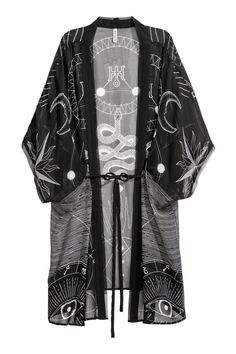 Kimono Print, Kimono Pattern, Casual Summer Outfits, Black Pattern, Tie Belt, Fashion Company, Kimono Top