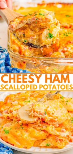 cheesy ham and scalloped potato casserole is an easy dinner recipe