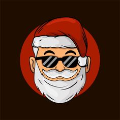 a man wearing sunglasses and a santa claus hat with glasses on his face, in front of a dark background