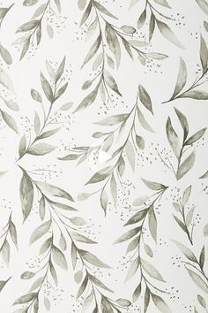 watercolor painting of green leaves on white paper