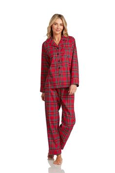 These iconic Scottish blackwatch tartan pajamas have been a part of decades of holiday traditions. A premium soft-cotton tartan fabric meets elegant black piping and a perfectly placed front pocket for your new favorite holiday pajamas. 65% cotton, 35% polyester. Machine wash, hang dry. Bottoms have elastic waist; top has button front. These are made to match with our kids' pajamas! Nursing Pajama Set, Maternity Nursing Pajamas, Christmas Pyjamas, Nursing Pajamas, Family Pjs, Womens Pjs, Family Pajama Sets, Pyjamas Womens, Red Plaid Flannel