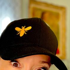 Cute Baseball Cap With Embroidered Gold Bumblebee Bee Hat, Queen Bee, Queen Bees, Bumble Bee, Baseball Cap, Bee, Queen, Women Accessories, Baseball