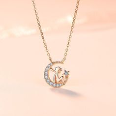 Color: White Gold Color, Rose Gold Fashion Element: Meteor Shower Style: Korean Korean Style Simple Necklaces, Rose Gold Painting, Shower Style, Rose Gold Fashion, Star And Moon, Little Prince, The Little Prince, Allergic Reaction, Moon Star