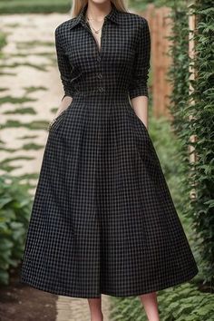 Cool Modest Outfits, Beautiful Dresses Casual, Classic Dresses For Women, Formal Dress For Women, Easy Clothing, Collar Dresses, Beautiful Casual Dresses, Modest Dresses Casual