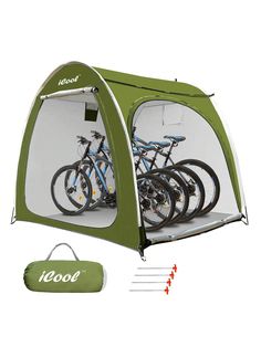 a tent with several bicycles in it