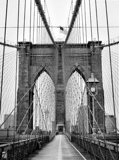 black and white photograph of the brooklyn bridge