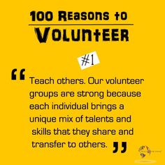 a yellow poster with the words volunteer written on it