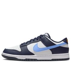 Nike Dunk Low 'University Blue' FN7800-400 Classic Blue Sneakers With Rubber Sole, Classic Navy Nike Sneakers, Classic Blue Sneakers With Contrast Sole, Classic Blue Sneakers, Classic Blue Low-top Sneakers, Classic Blue Sports Sneakers, Blue Sneakers With Cushioned Footbed And Medium Fit, 720 Nike, Dunk Shoes