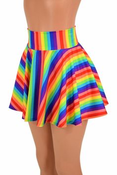 Rainbow Stripe Print Circle Cut Micro Mini Skirt Rave Clubwear | Etsy Neat Outfits, Rainbow Clothing, Pride Fashion, Rave Skirt, Rainbow Clothes, Hair Rainbow, Rainbow Accessories, Rainbow Skirt, Skirt Sewing Pattern