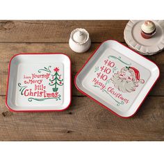 Set of Two Christmas Trays Serving Tray Diy, Christmas Tray Decor, Christmas Trays, Christmas Tray, Wood Serving Tray, Holiday Goodies, Tray Diy, Milk N Cookies, Merry Little Christmas