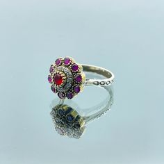 Women Ruby Silver Ring, 925 Sterling Silver, Turkish Handmade Ring, Gift for Her, Authentic Flower Design Ring, Ottoman Hurrem Sultan Ring - Etsy Traditional Handmade Flower Ring For Anniversary, Handmade Traditional Flower Ring For Anniversary, Traditional Handmade Flower Ring As Gift, Traditional Sterling Silver Ruby Ring Gift, Flower Toe Ring With Stone Setting As Gift, Heirloom Style Hallmarked Flower Ring As Gift, Handmade Victorian Style Rings, Heirloom Hallmarked Flower Ring As Gift, Vintage Sterling Silver Cluster Ring For Gift